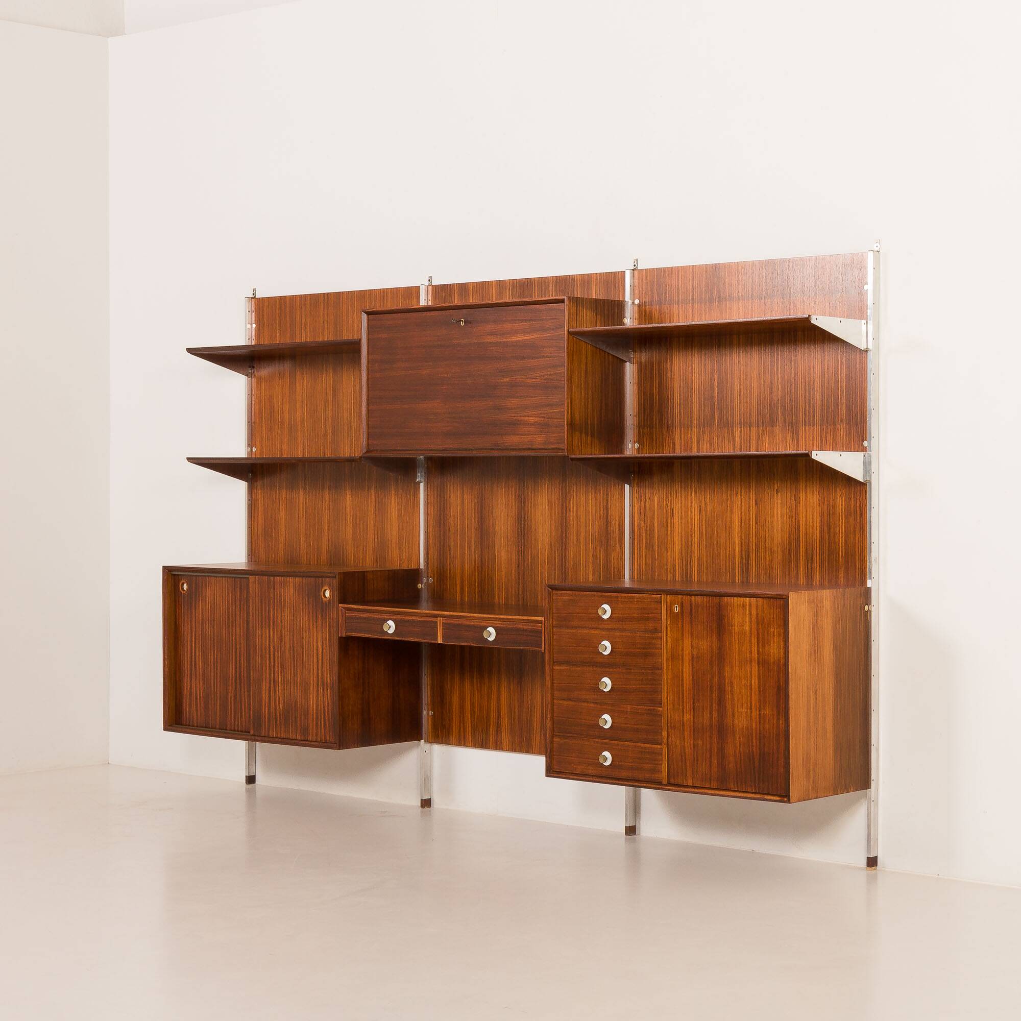 Italian mid century wall unit George Coslin for 3V Arredamenti, 1960s