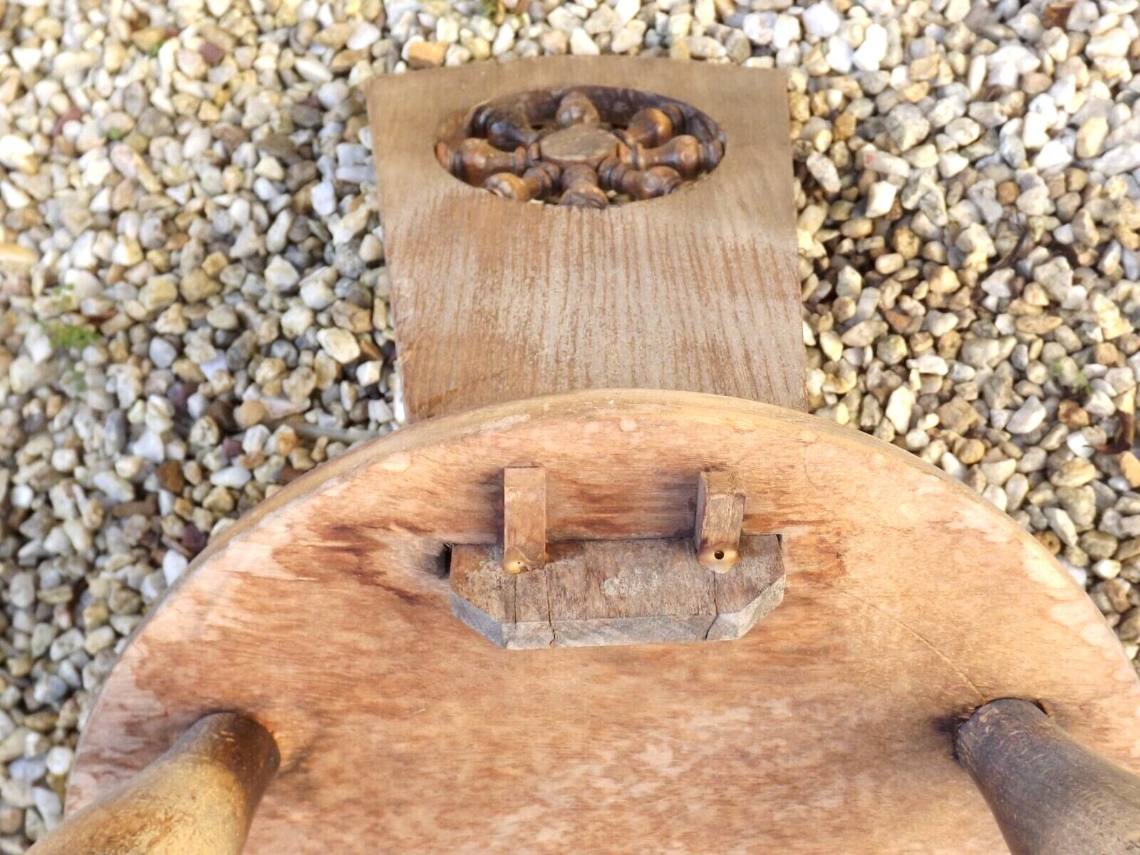 Vintage French Handcrafted Wooden Child's Stool with Added Back