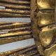 Spanish gold gilt wood sun or sunburst mirror, ca 1950s