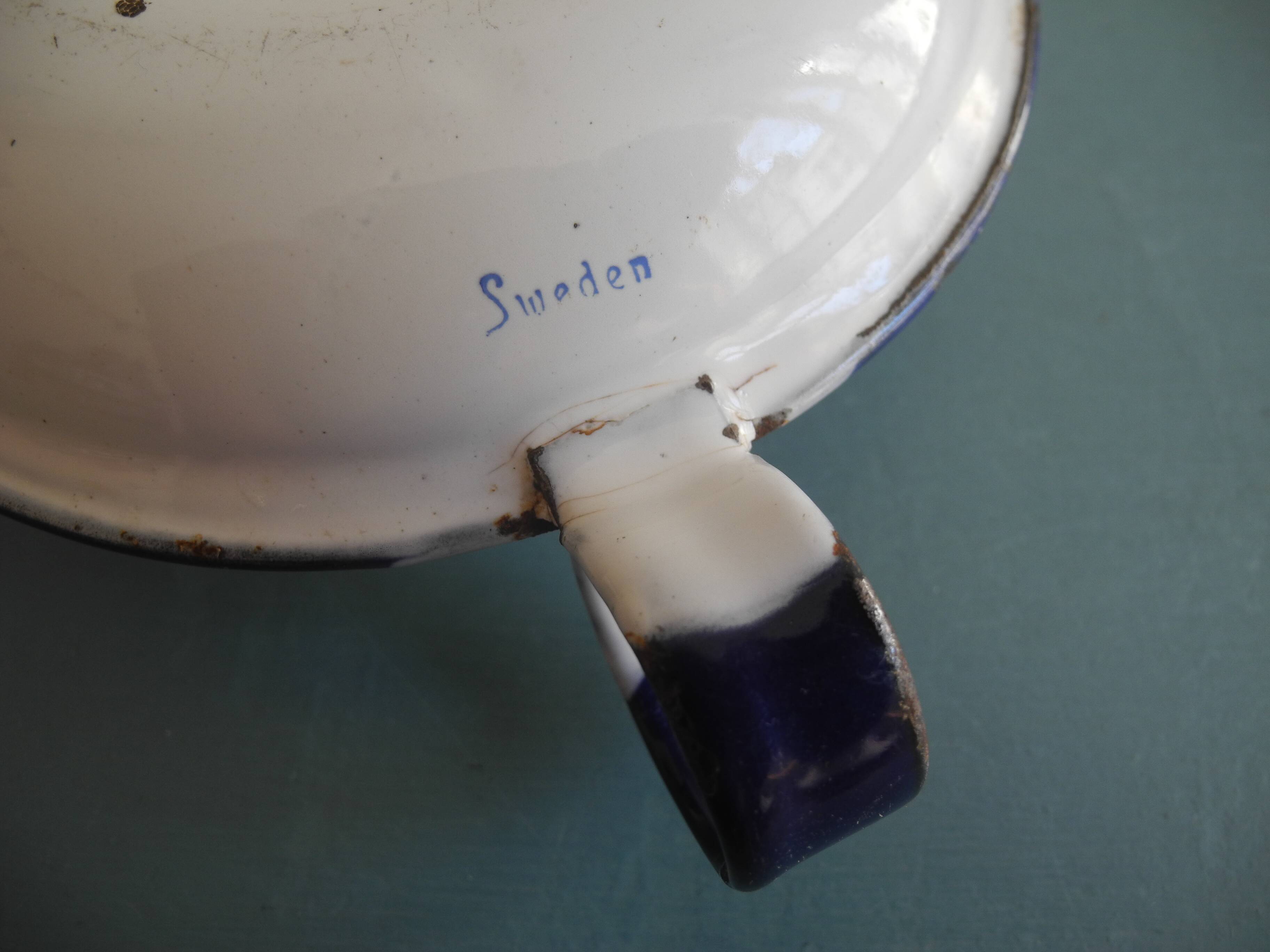 antique candlestick enamelled tin vintage candlestick Sweden