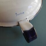 antique candlestick enamelled tin vintage candlestick Sweden