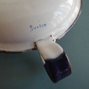 antique candlestick enamelled tin vintage candlestick Sweden