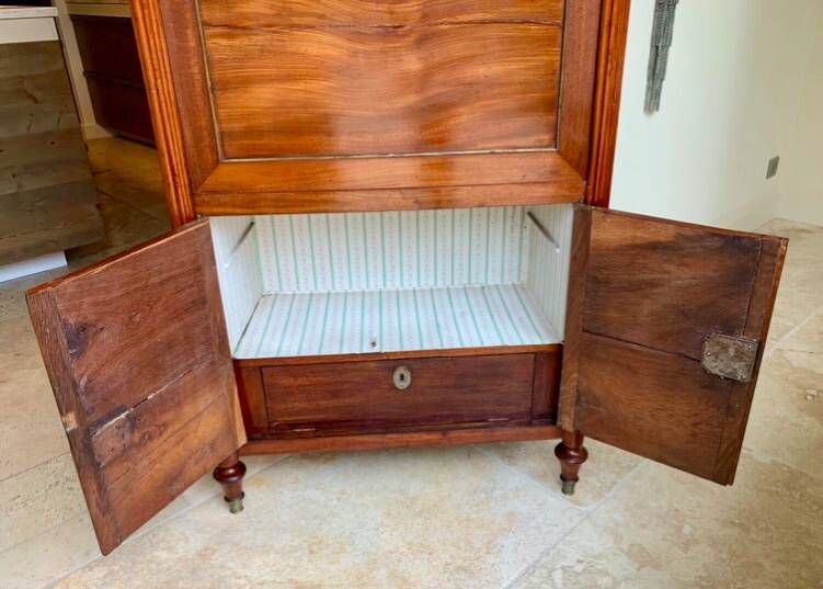 Louis XVI period secretary, in mahogany and Sainte Anne marble, 18th century