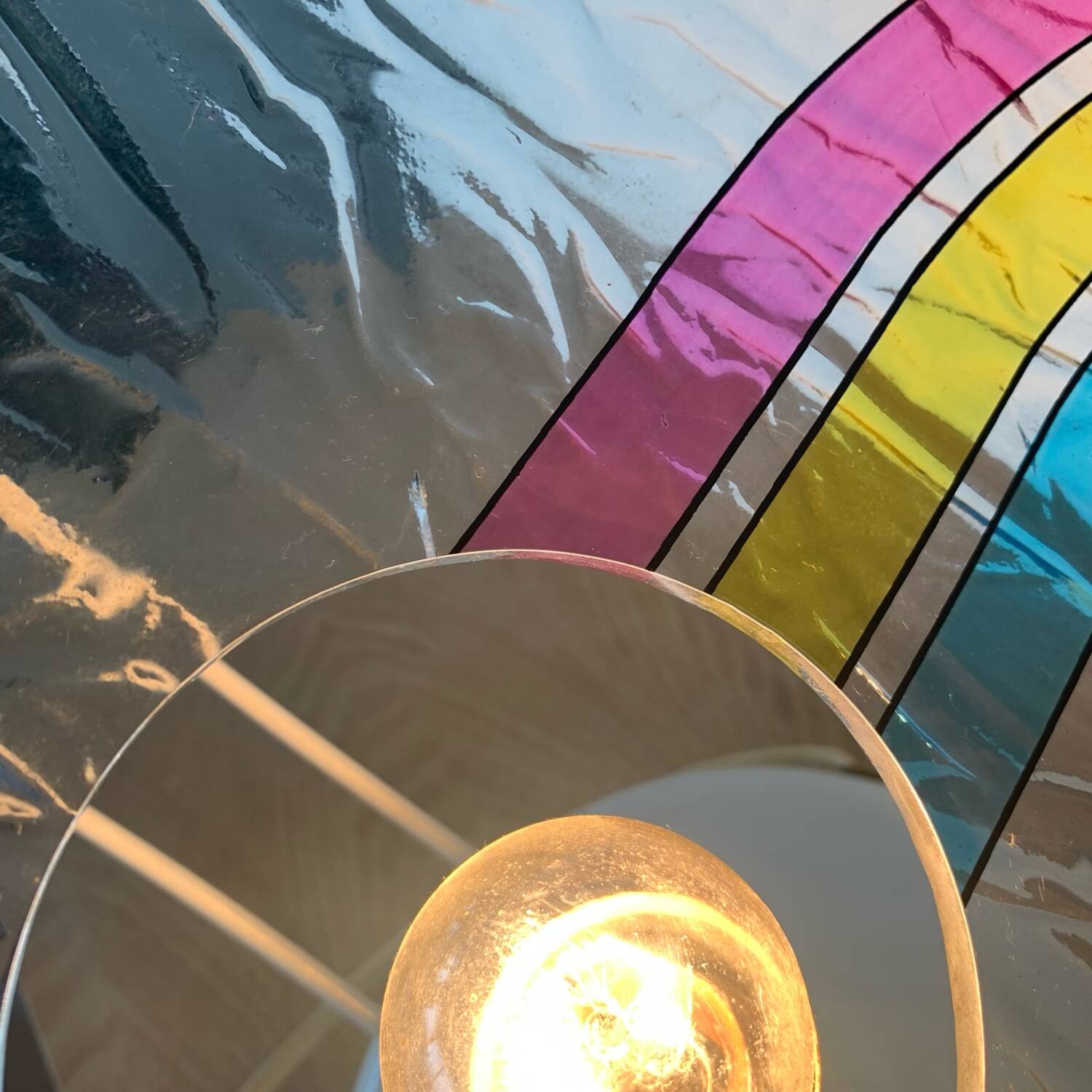 Toffoli Lamp Multicolor Plastic 80´s Disk Shape Pop Italy Disco Series