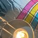 Toffoli Lamp Multicolor Plastic 80´s Disk Shape Pop Italy Disco Series