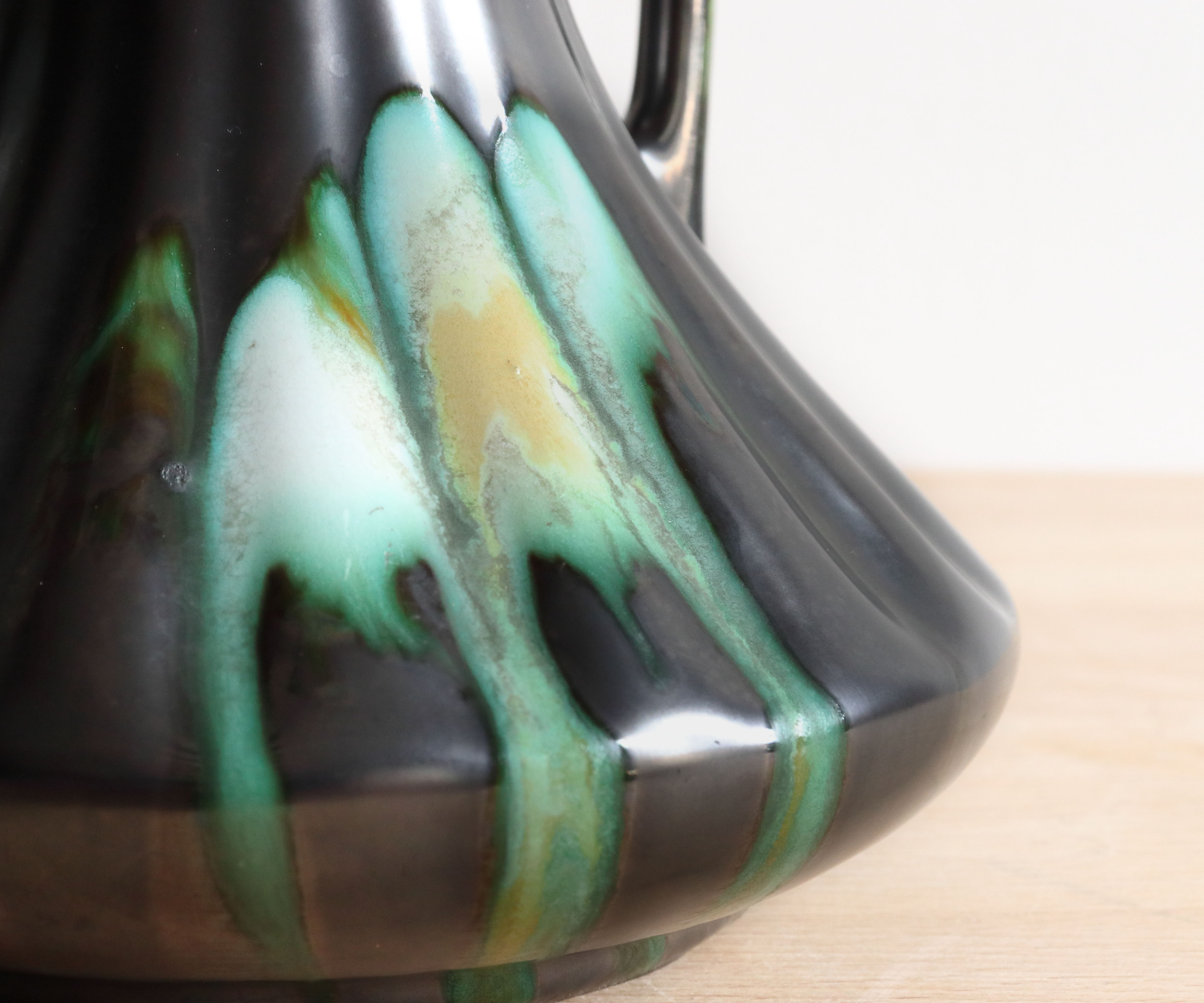 Thulin Airain flamed stoneware vase with handles, Belgium, Art Deco period