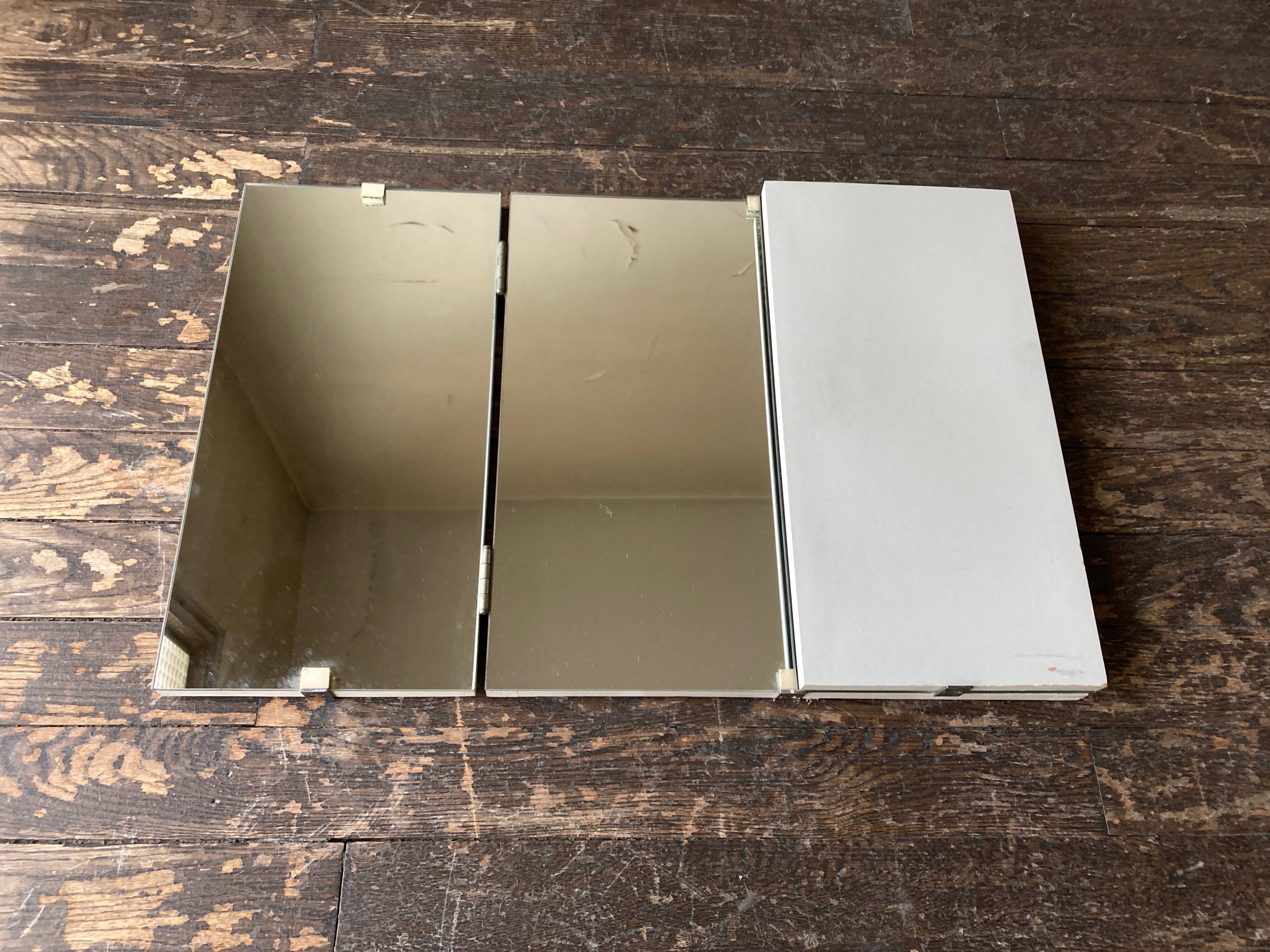Wooden wallet triptych bathroom mirror 78cm x 38cm