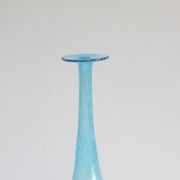 Vintage handblown blue bubble glass bottle vase