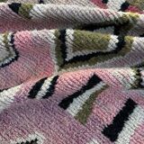 Pink and red Berber Boujad rug in wool, bohemian decor.