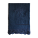 Old sheet in pure washed linen thread blue twilight