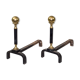 Iron and brass andirons