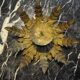 Sun wall lamp by ferro arte, metal and gold leaf, Spain, 1960