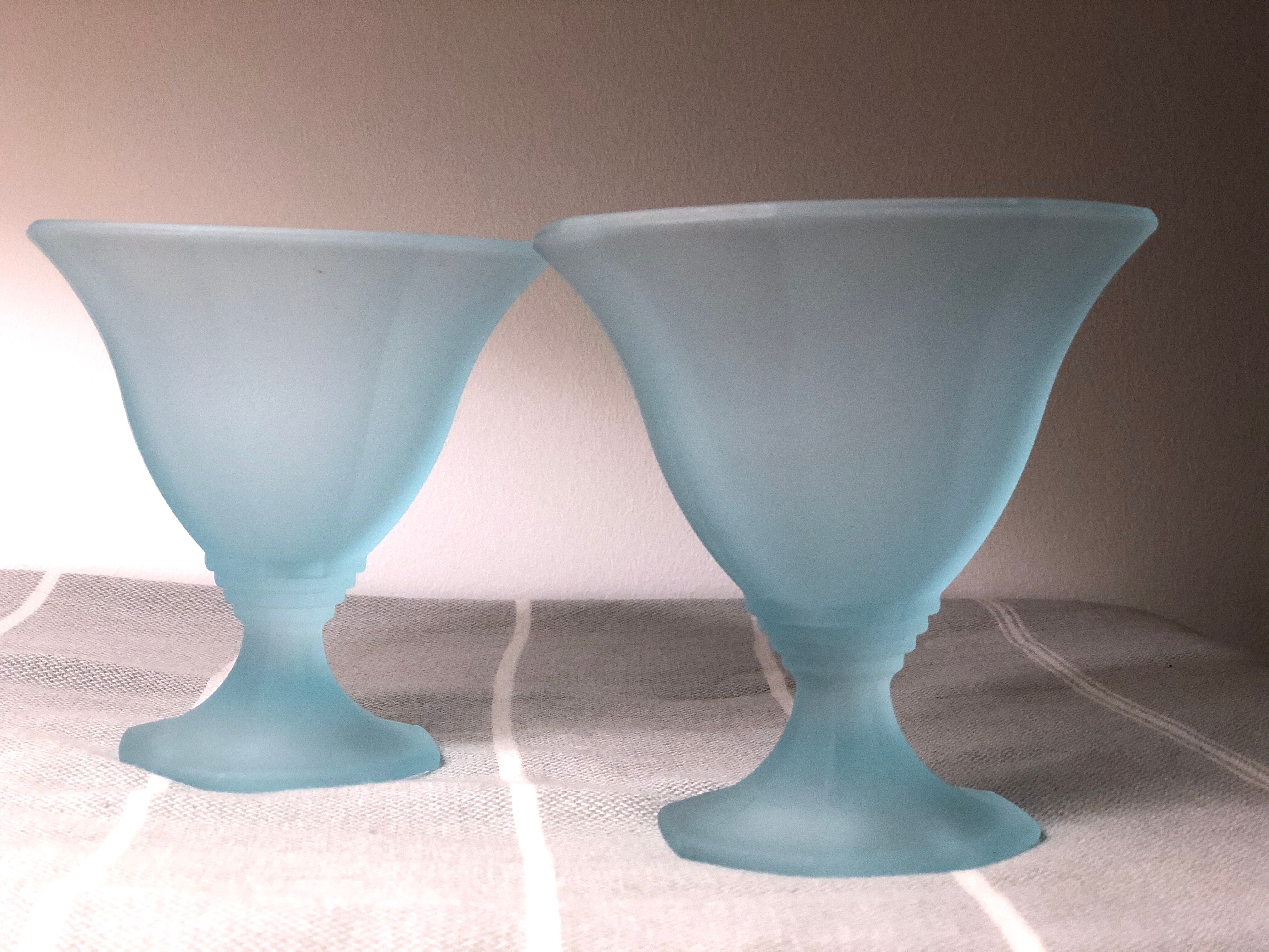Vintage frosted blue ice cups