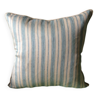 Housse de coussin en lin rayé
