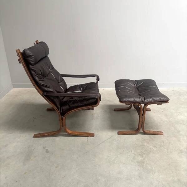 Fauteuil Siesta avec repose-pieds par Ingmar Relling, années 1960.