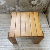 Square pine coffee table from the 70s revival