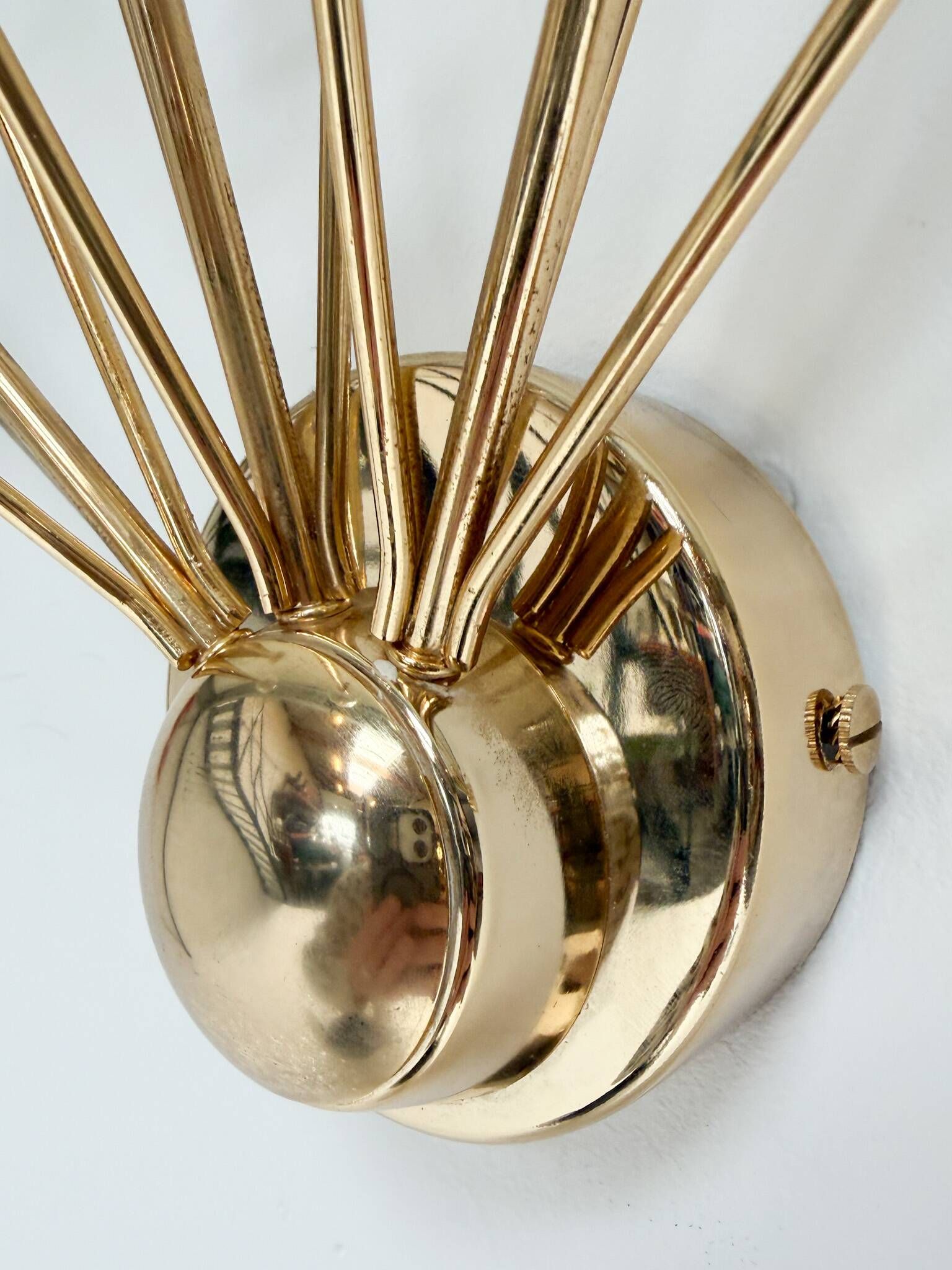 Set of 2 Italian wall lamps with glass spheres, 1970s