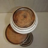 Wooden side table plant holder ivory patina ashtray rotating tray