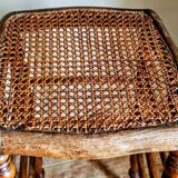 Tabouret ancien cannage et bois tourné