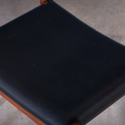 Teak Stools with Black Leather Tops by Spøttrup Møbelfabrik, 1960s, Set of 2