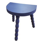 Tabouret tripode bois perlé bleu majorelle