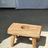 Side table in blond teak openwork tray