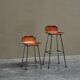 Set of 2 stools "Les Arcs" selected by Charlotte Perriand in leather.