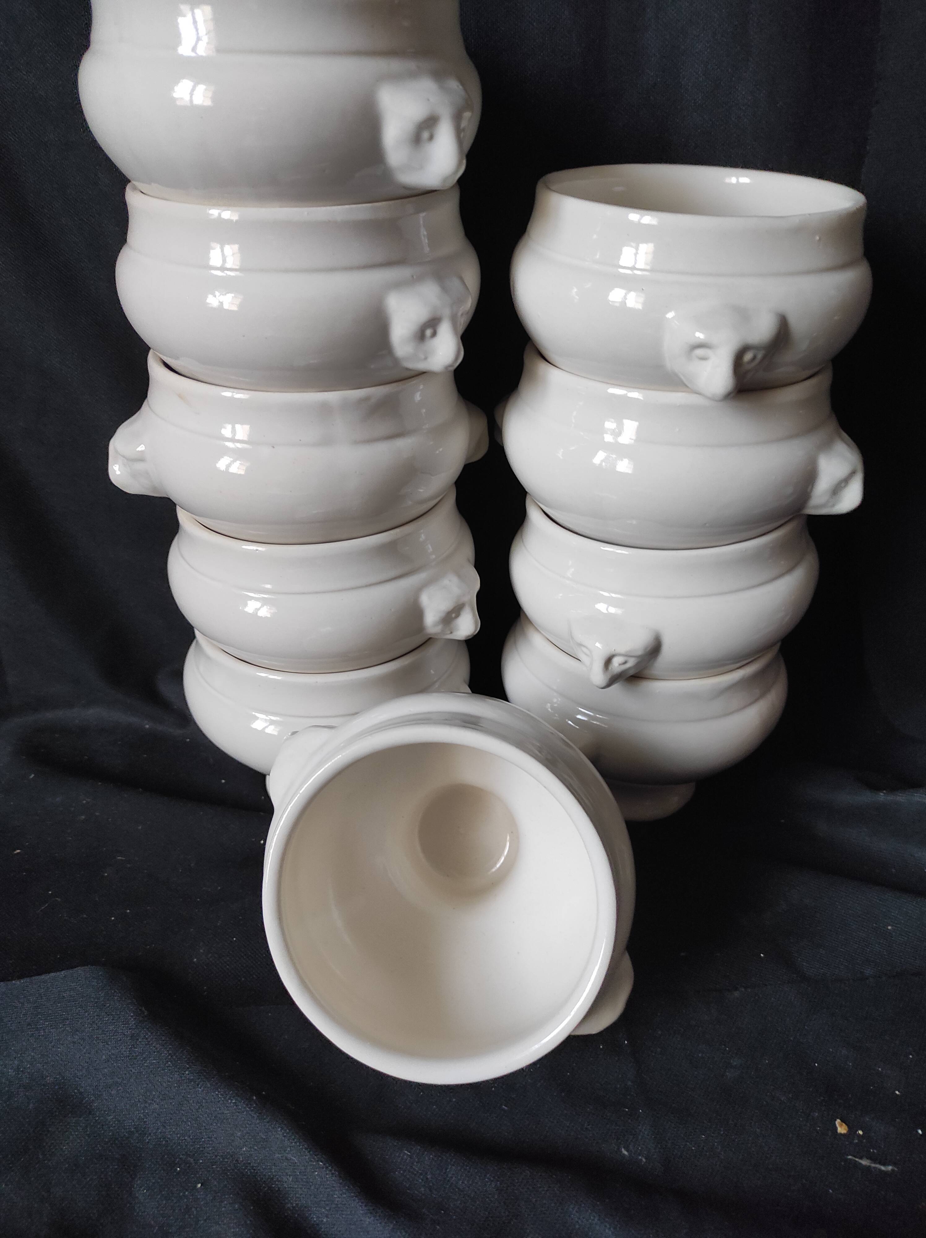 Lot c new! 10 bowls / white faience soup andromorphic grip