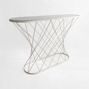 White Twisted Console 1980s  Noguchi Style USA Mid Century Oval