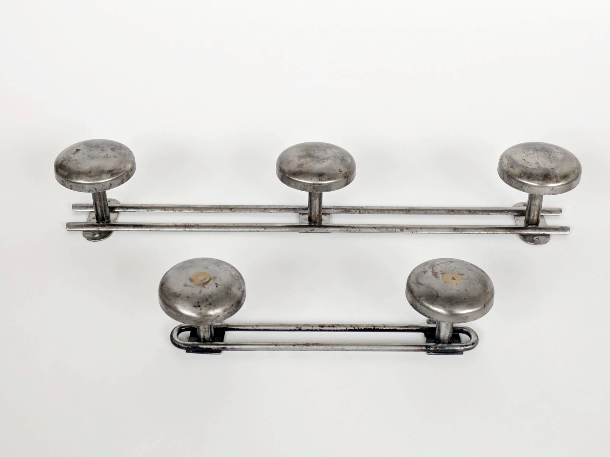 Pair of wall hooks in steel, industrial style, 1950s