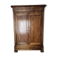 Old walnut wood cabinet with hat and 2 drawer doors