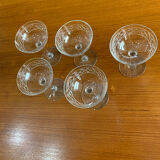 5 old champagne glasses