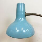 Lampe de table industrielle en col de cygne bleu, années 1960