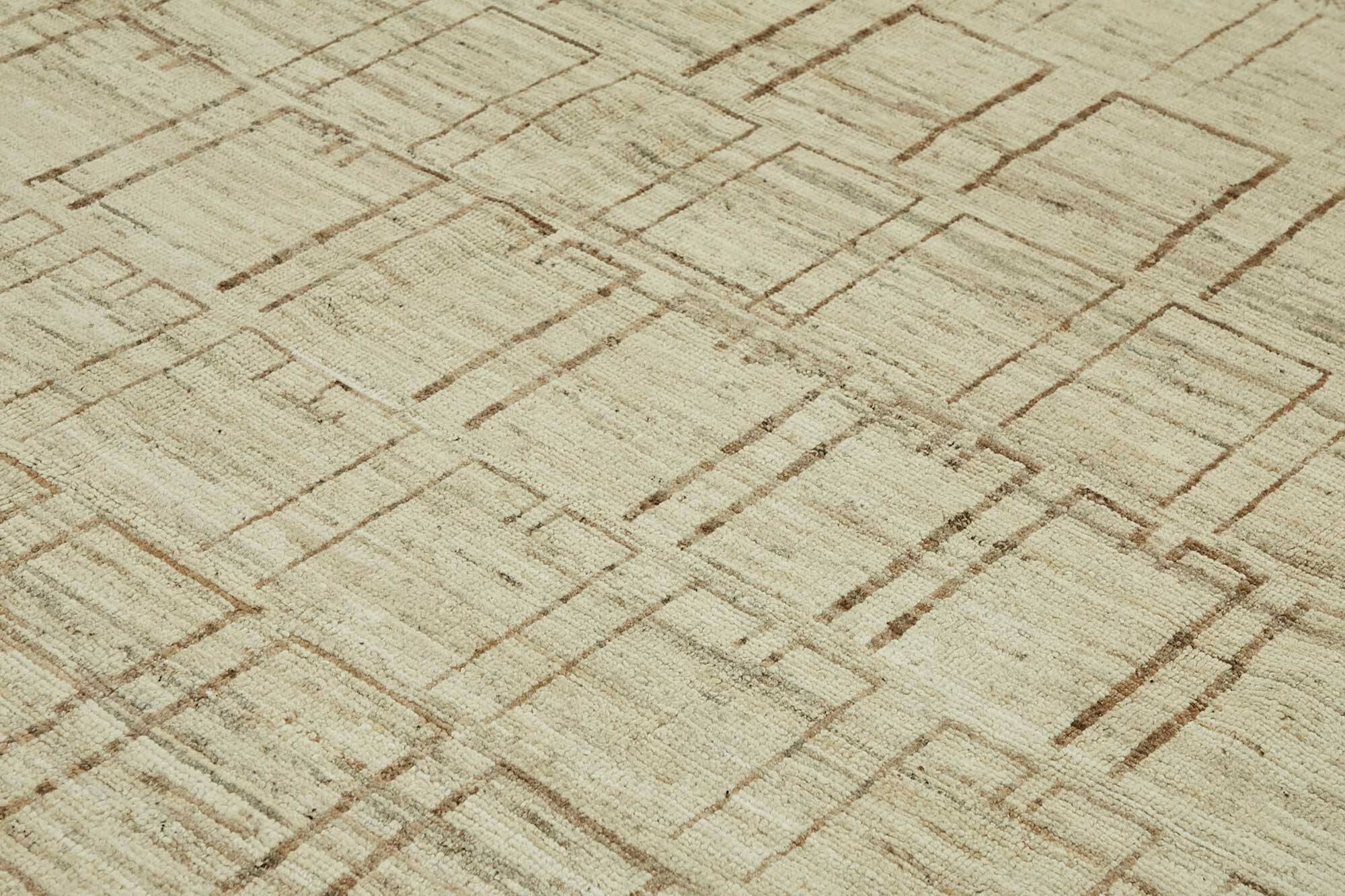 Handwoven Turkish Rustic 318 cm x 430 cm Beige Wool Carpet