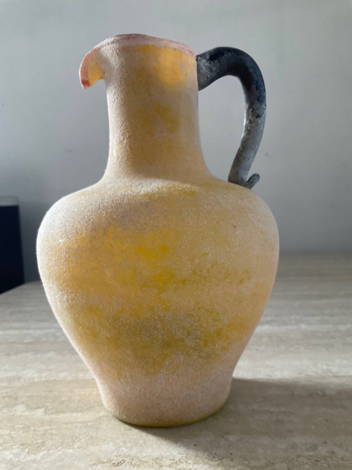 Scavo Murano vase jug in yellow glass paste