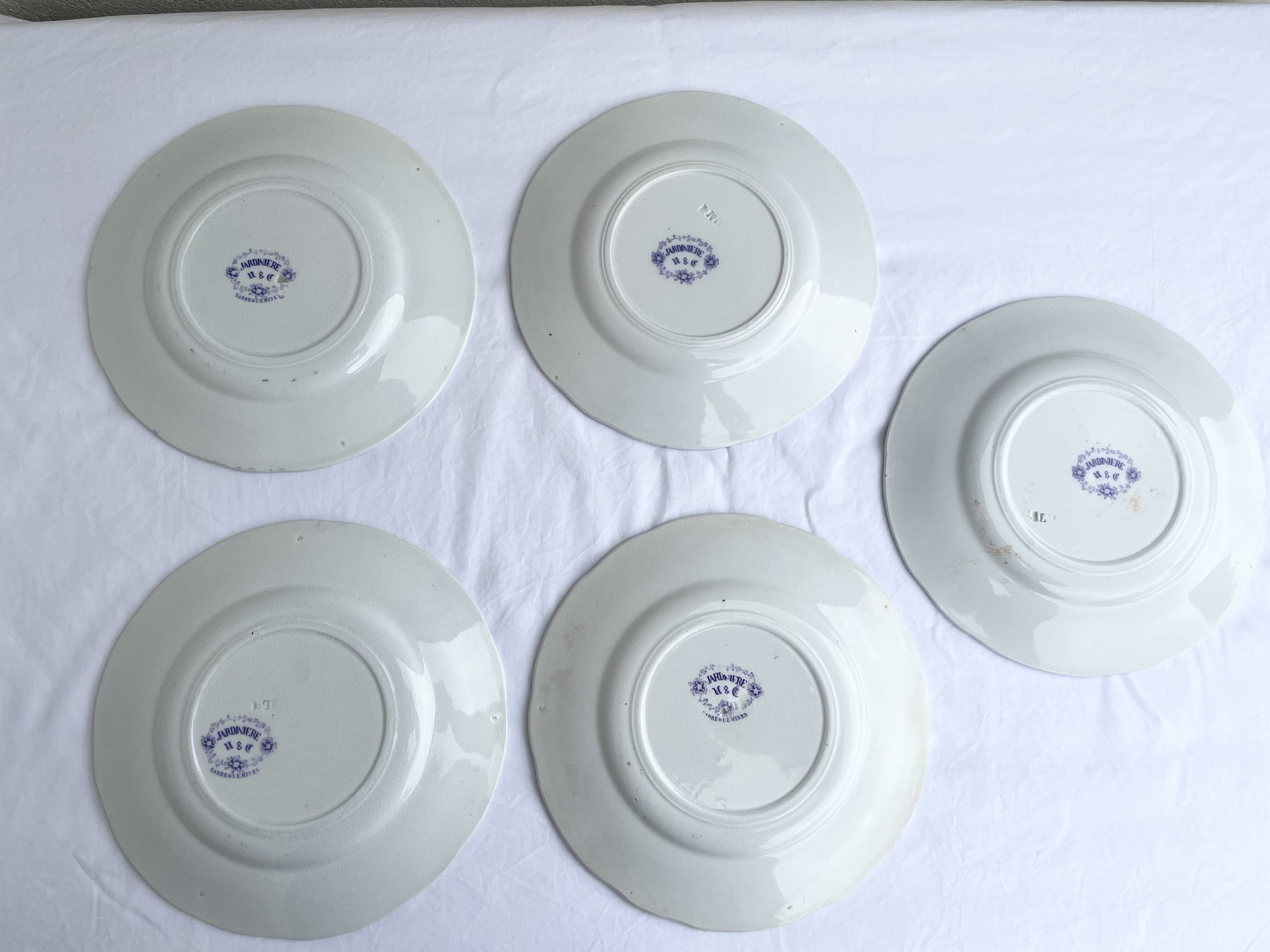 Dessert plates Sarreguemines model Jardinière 19th century