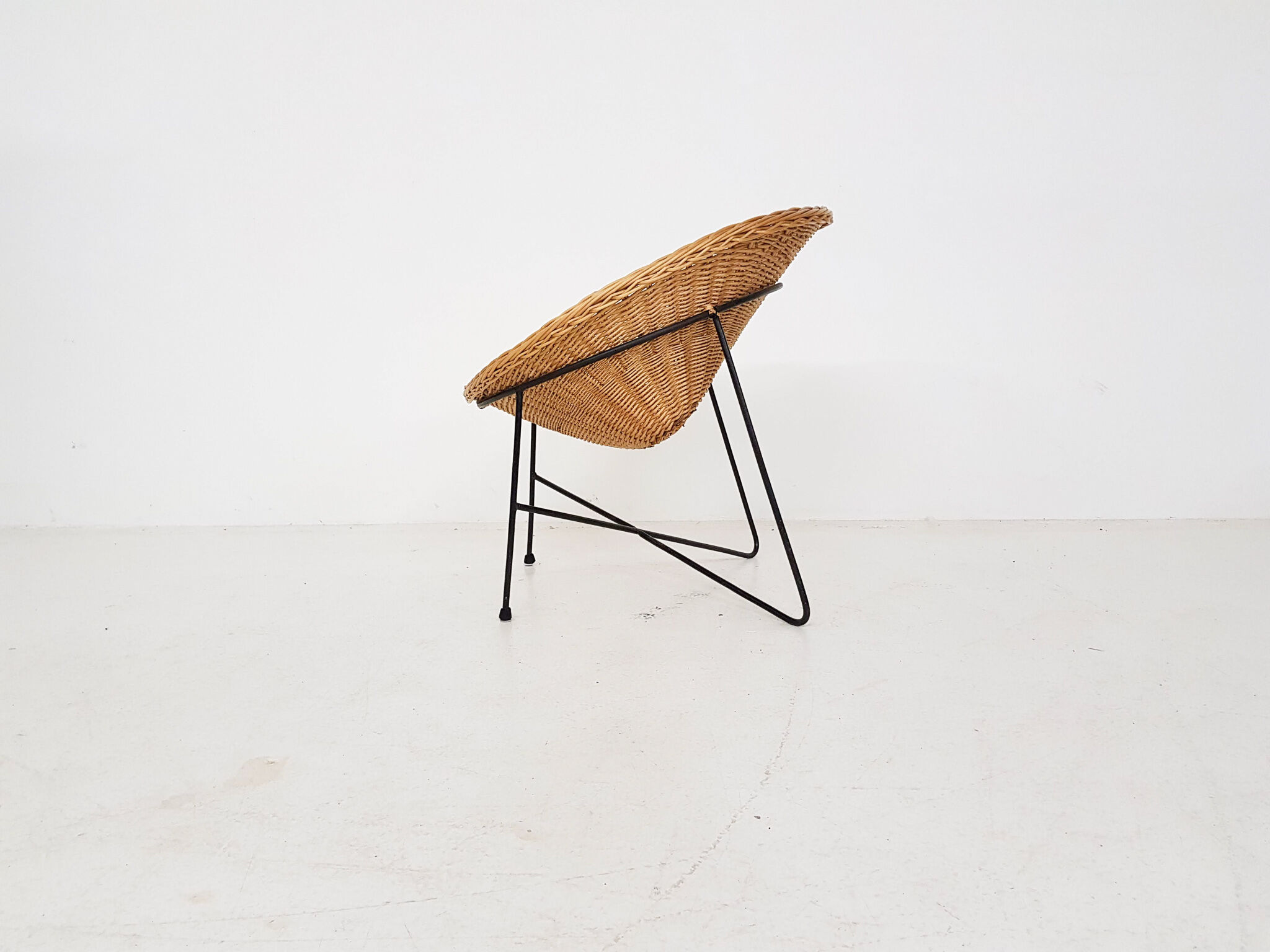Rattan and metal lounge chair, The Netherlands 1950