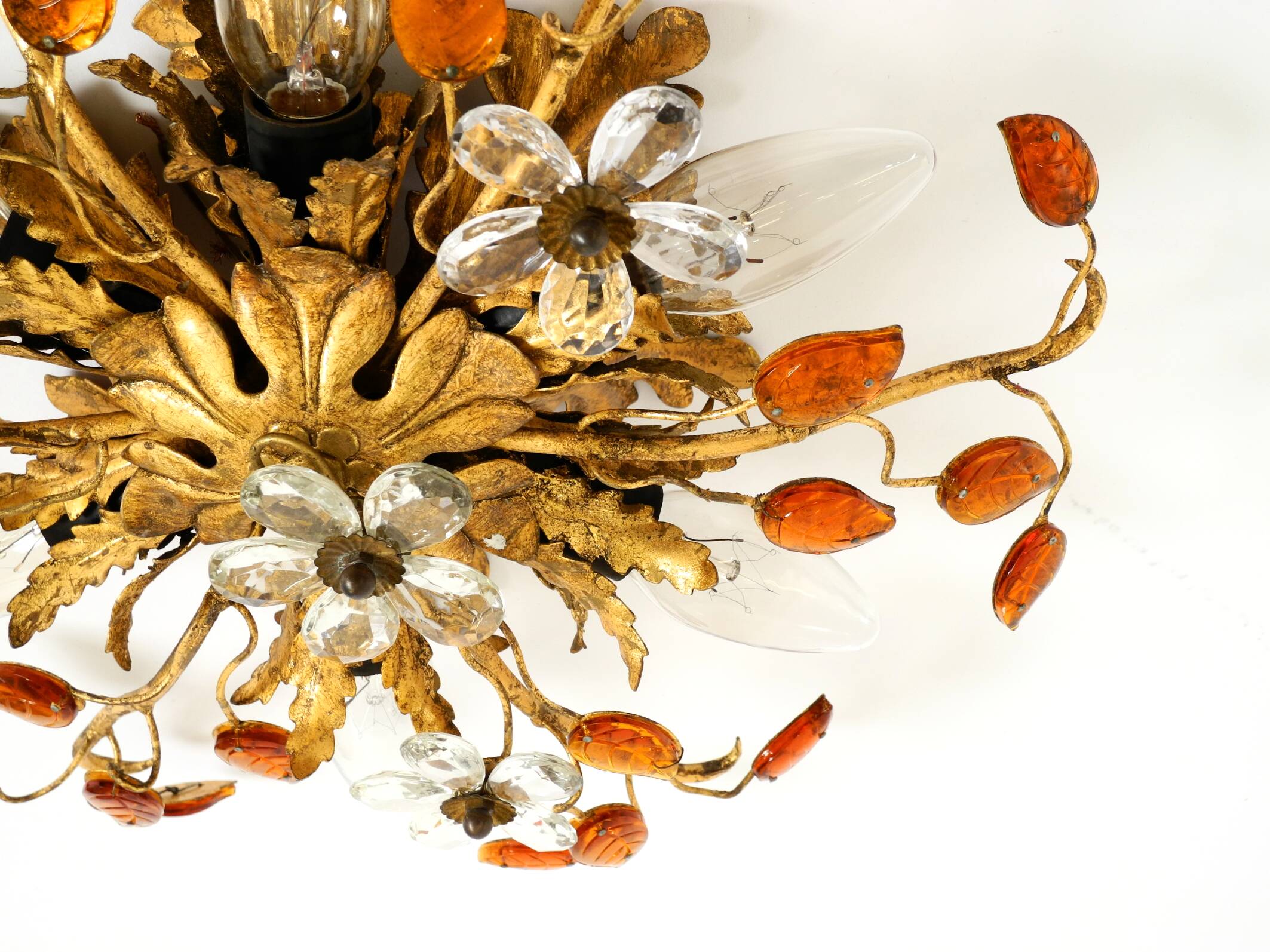 Very beautiful 1960s gold-plated ceiling or wall lamp by Banci Firenze, Ita