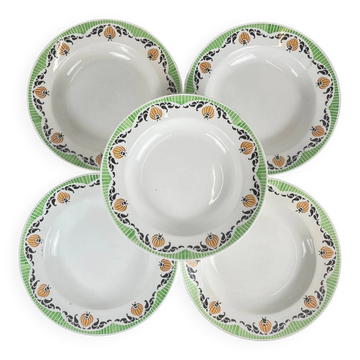 Set of 5 Sarreguemines "Maroussia" soup plates, early 20th century