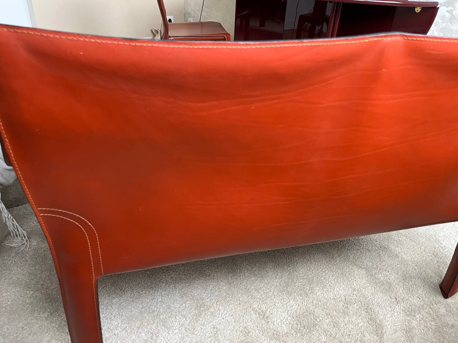 Cognac CAB Cassina 2-seater leather sofa