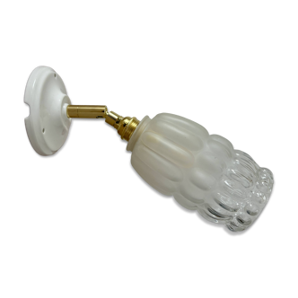 Vintage globe wall lamp in half frosted, half transparent glass