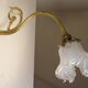 Brass and glass swan neck wall light