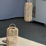 Small lantern-shaped rattan suspension H35 D15
