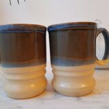 Duo de tasses, mug en grès anglais émaillé artisanal. Belle taille