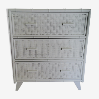 Rattan chest of drawers 70s