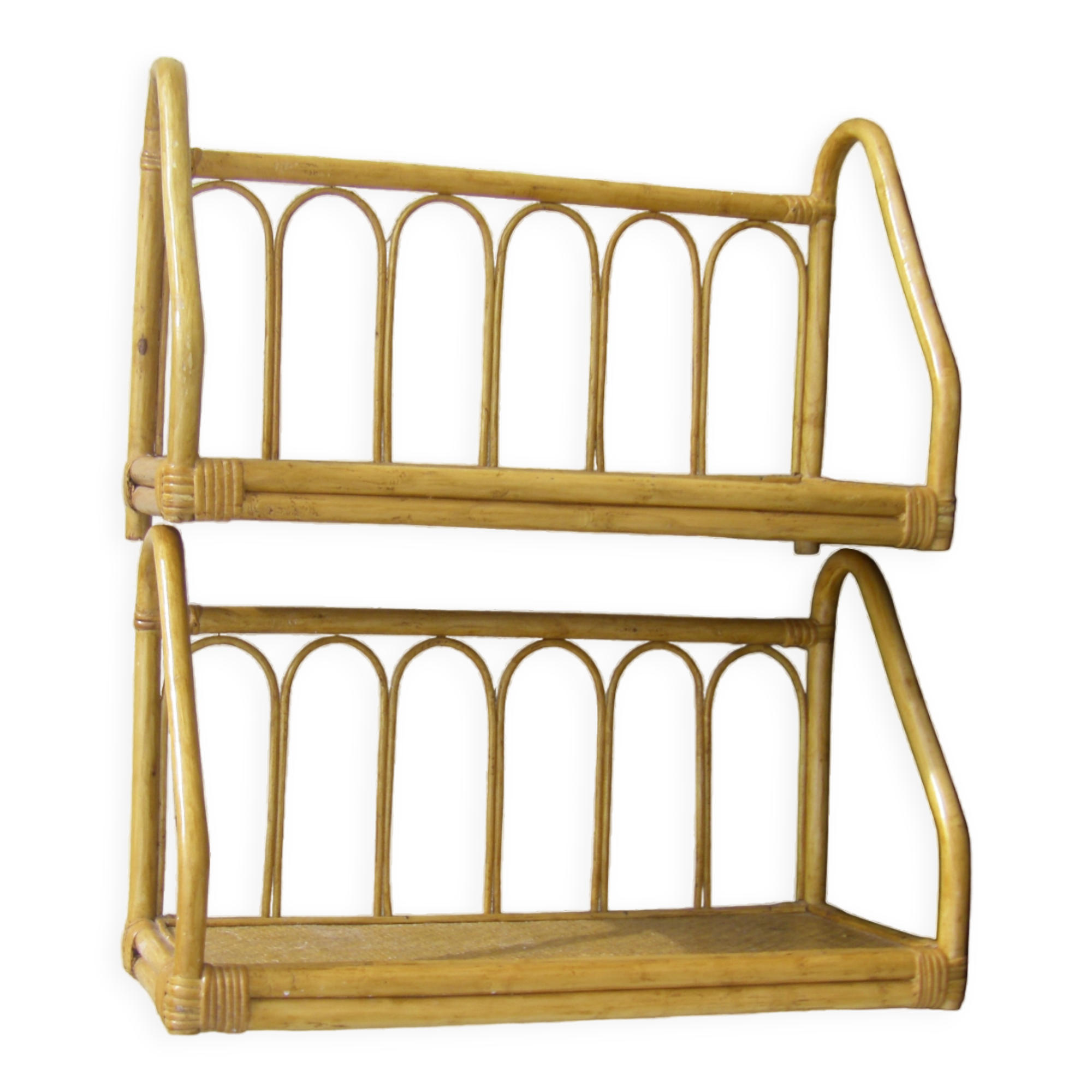 Two rattan wall shelves
