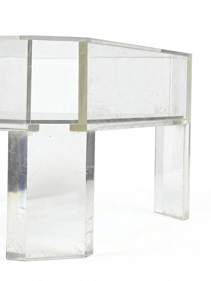 Coffee Table Design Marc Micoud Plexiglas/Lucite and Glass - 1980