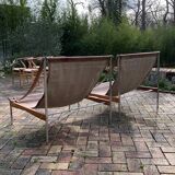2 leather armchair-sofa Stig Poulsson Bekem. design 70s Denmark