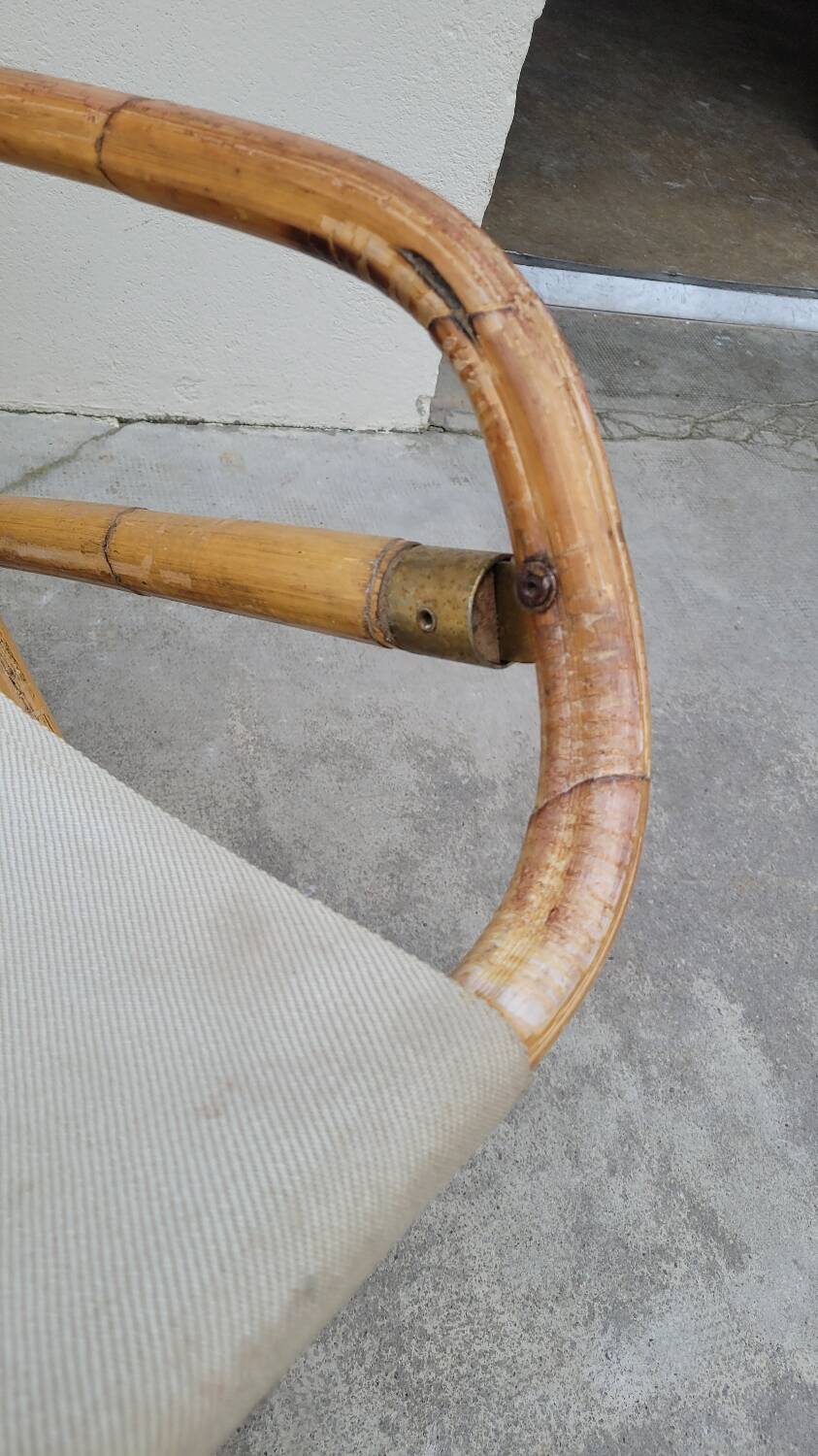 Vintage bamboo deck chair armchair 1950s Italy