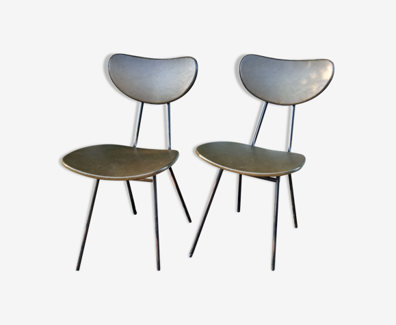 Paire de chaises années 50 en métal et skaï